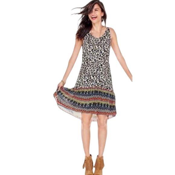 CAbi Dresses & Skirts - CAbi Leopard Mixed Print Sleeveless Flare Hem Dress Size XS Multicolor 5115
